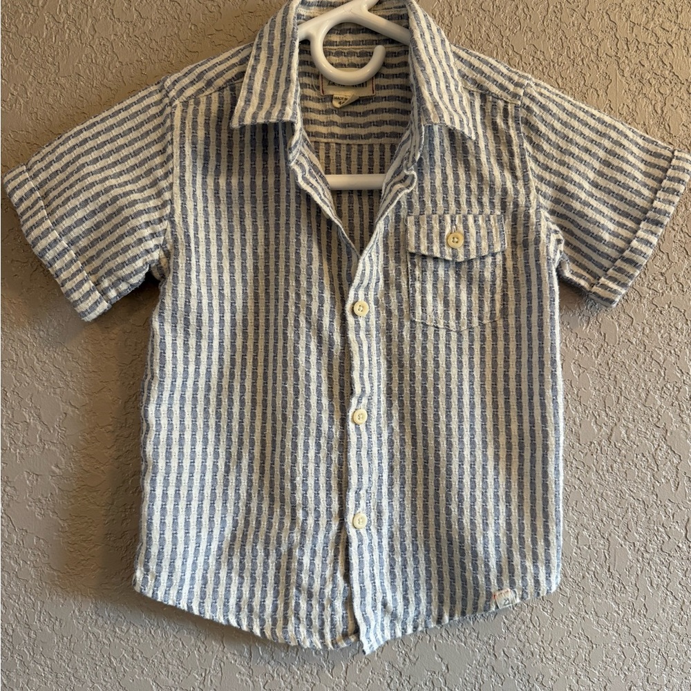 Classic Blue and White Striped Kids Button Down Shirt